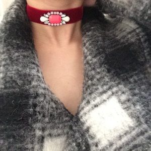 Dark red velvet choker